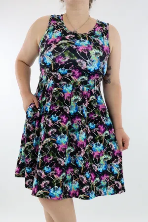 Dazzle Dandelion - Sleeveless Skater Dress - Knee Length - Side Pockets