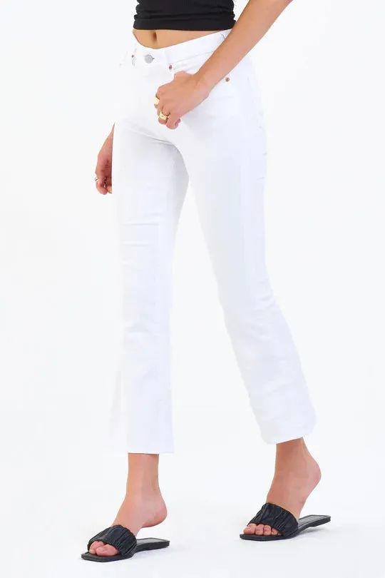 Dear John Jeanne Super High Rise Cropped White Jeans