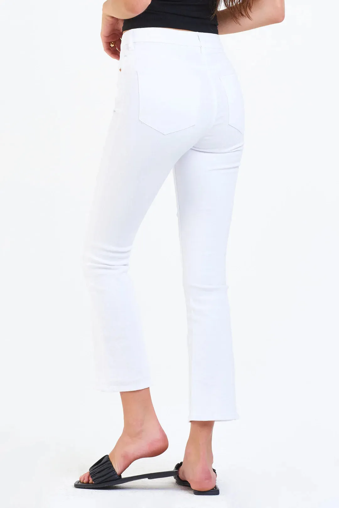Dear John Jeanne Super High Rise Cropped White Jeans