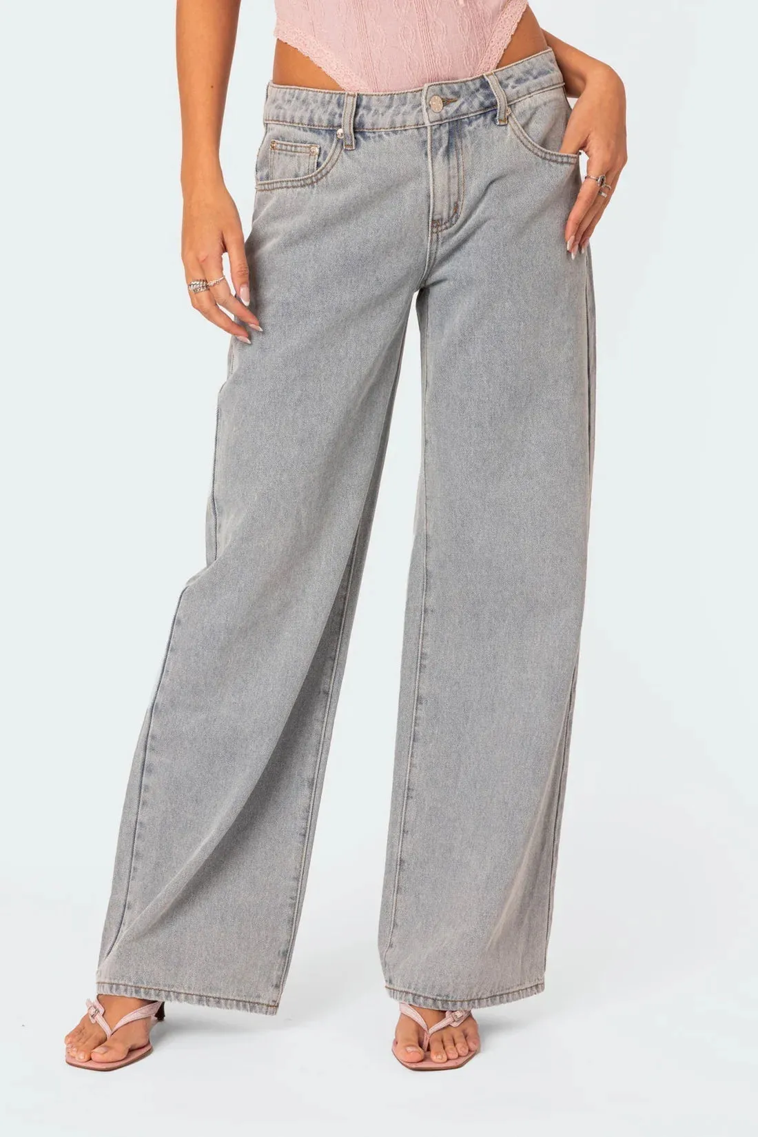 Denim Flair™ | Bow-Tie Loose Fit Jeans | Soft Cotton Blend, Relaxed Style & Adjustable Waistband