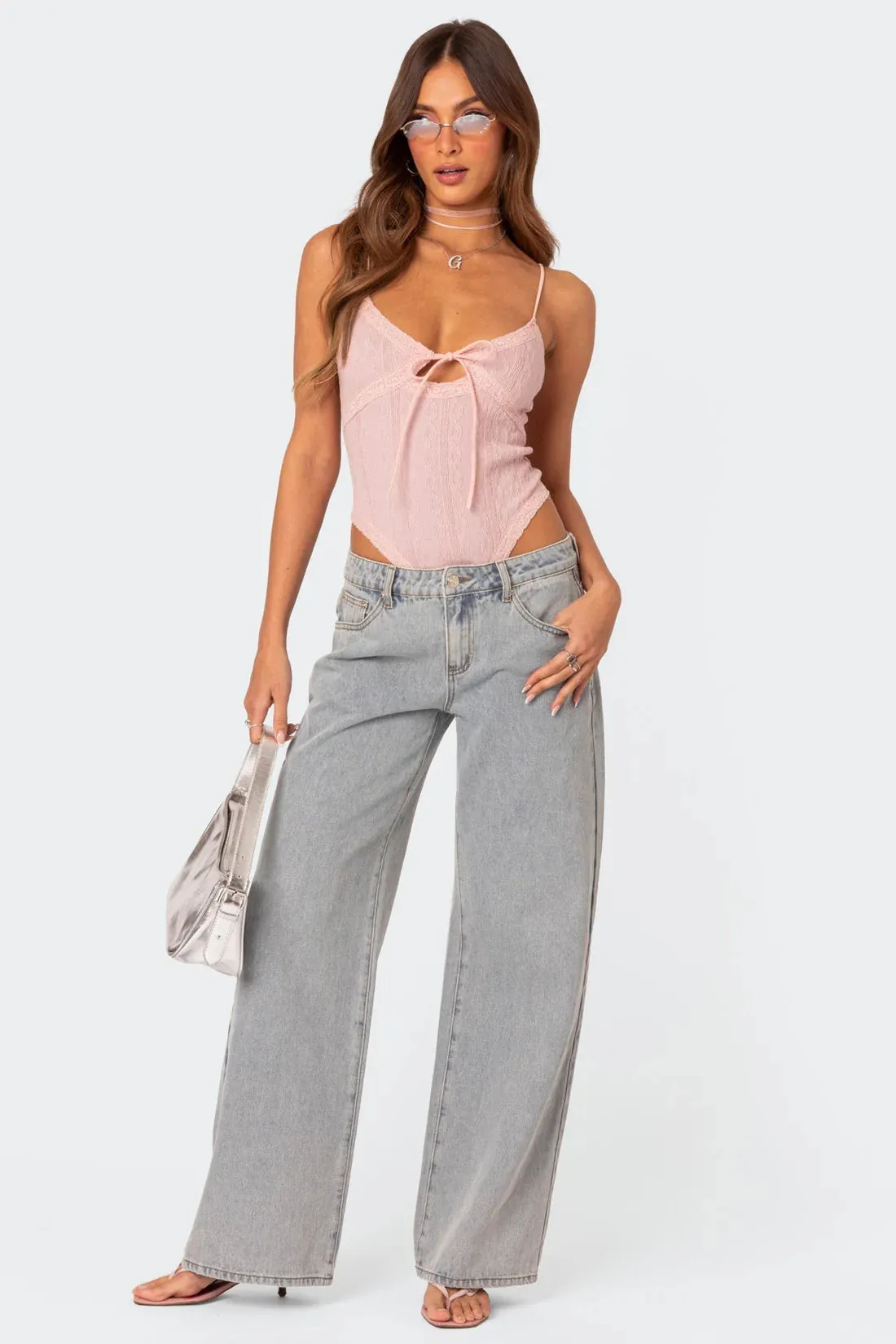Denim Flair™ | Bow-Tie Loose Fit Jeans | Soft Cotton Blend, Relaxed Style & Adjustable Waistband