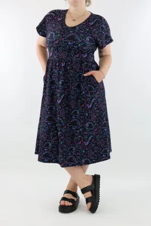 Dinosaur Party - A-Line Dress - Midi Length - Side Pockets