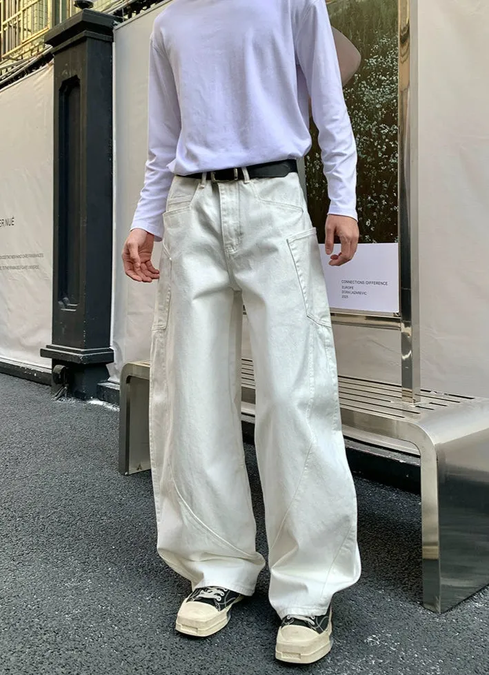 Distressed Loose Fit Floor-Length Jeans