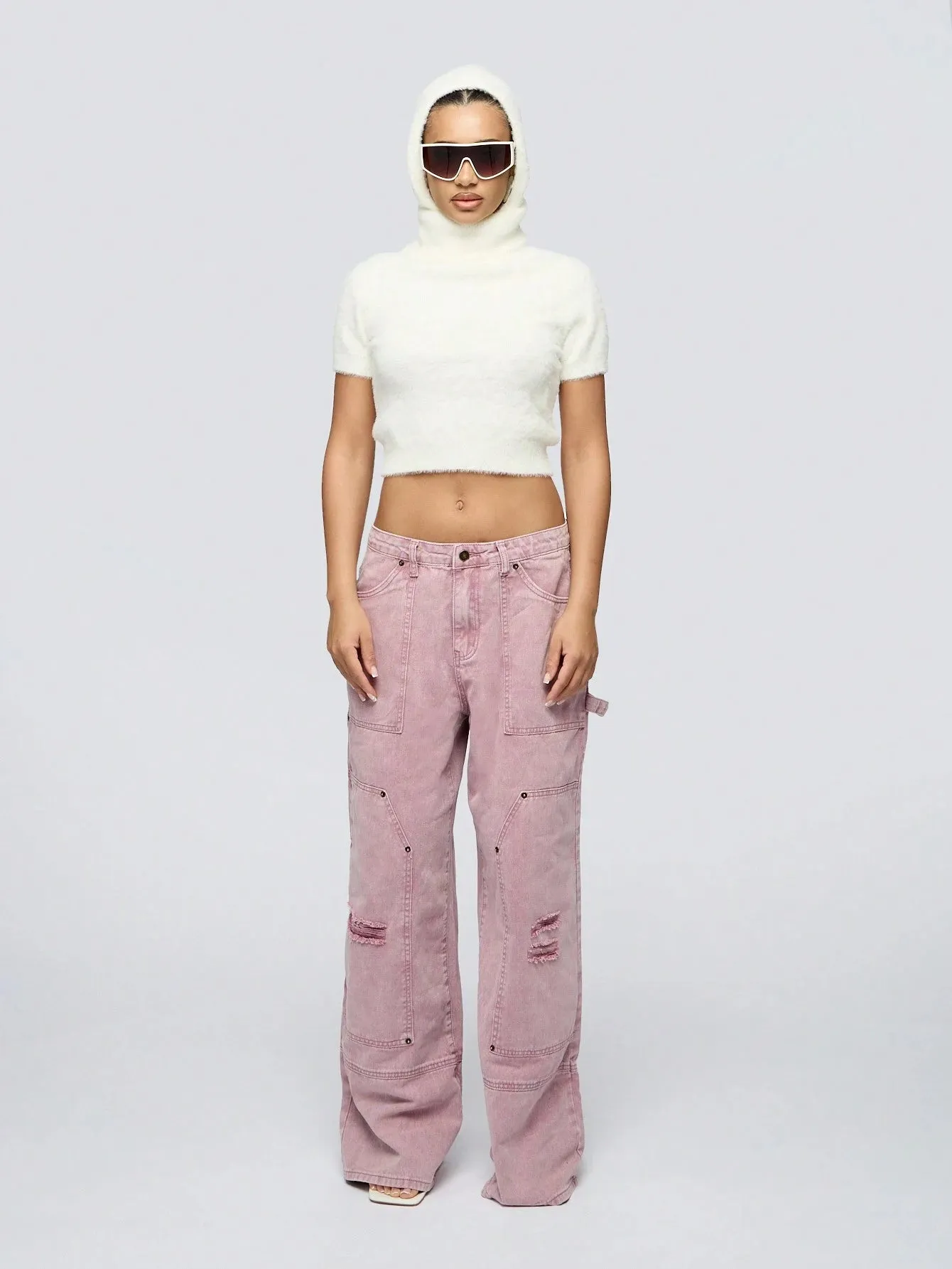Distressed Wash Carpenter Denim Jeans – Relaxed Fit & Timeless Style