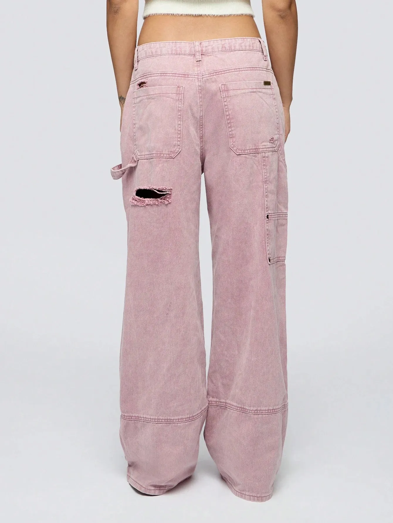 Distressed Wash Carpenter Denim Jeans – Relaxed Fit & Timeless Style