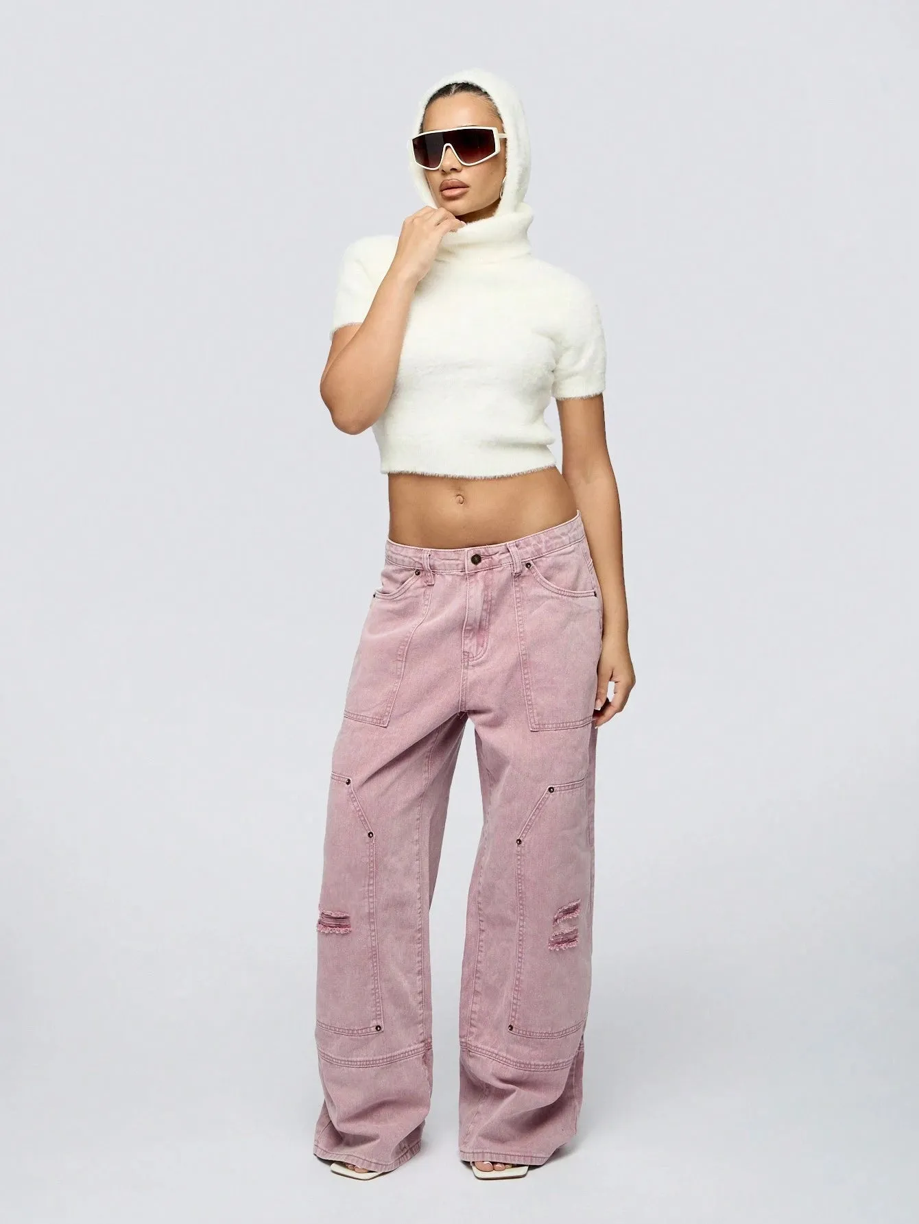 Distressed Wash Carpenter Denim Jeans – Relaxed Fit & Timeless Style