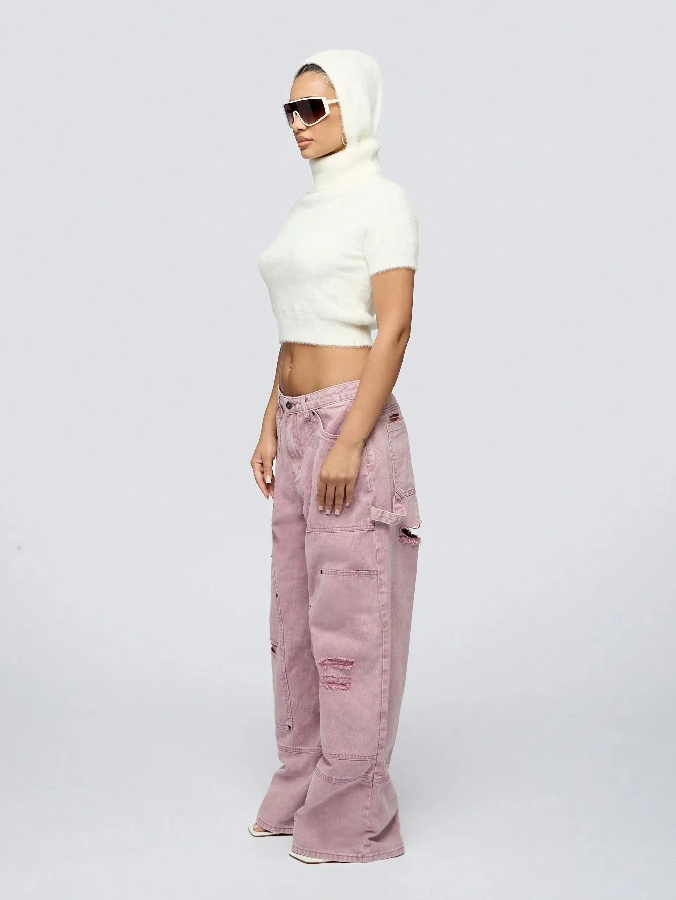 Distressed Wash Carpenter Denim Jeans – Relaxed Fit & Timeless Style