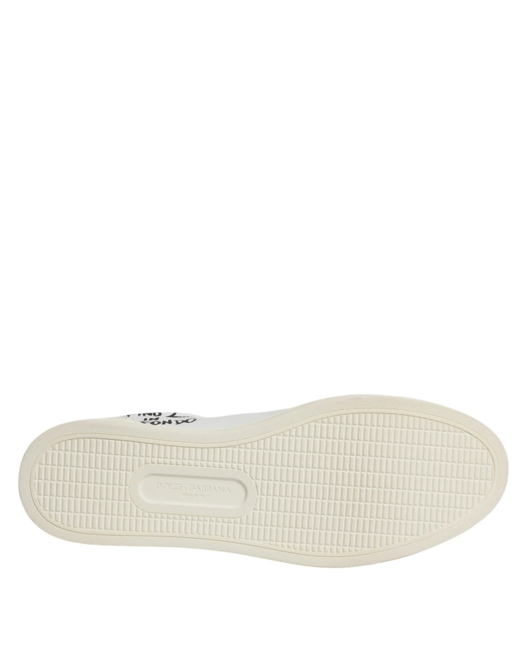 Dolce&Gabbana Men White Sneakers 100% Leather Printed Flat Low Top Trainer Shoes