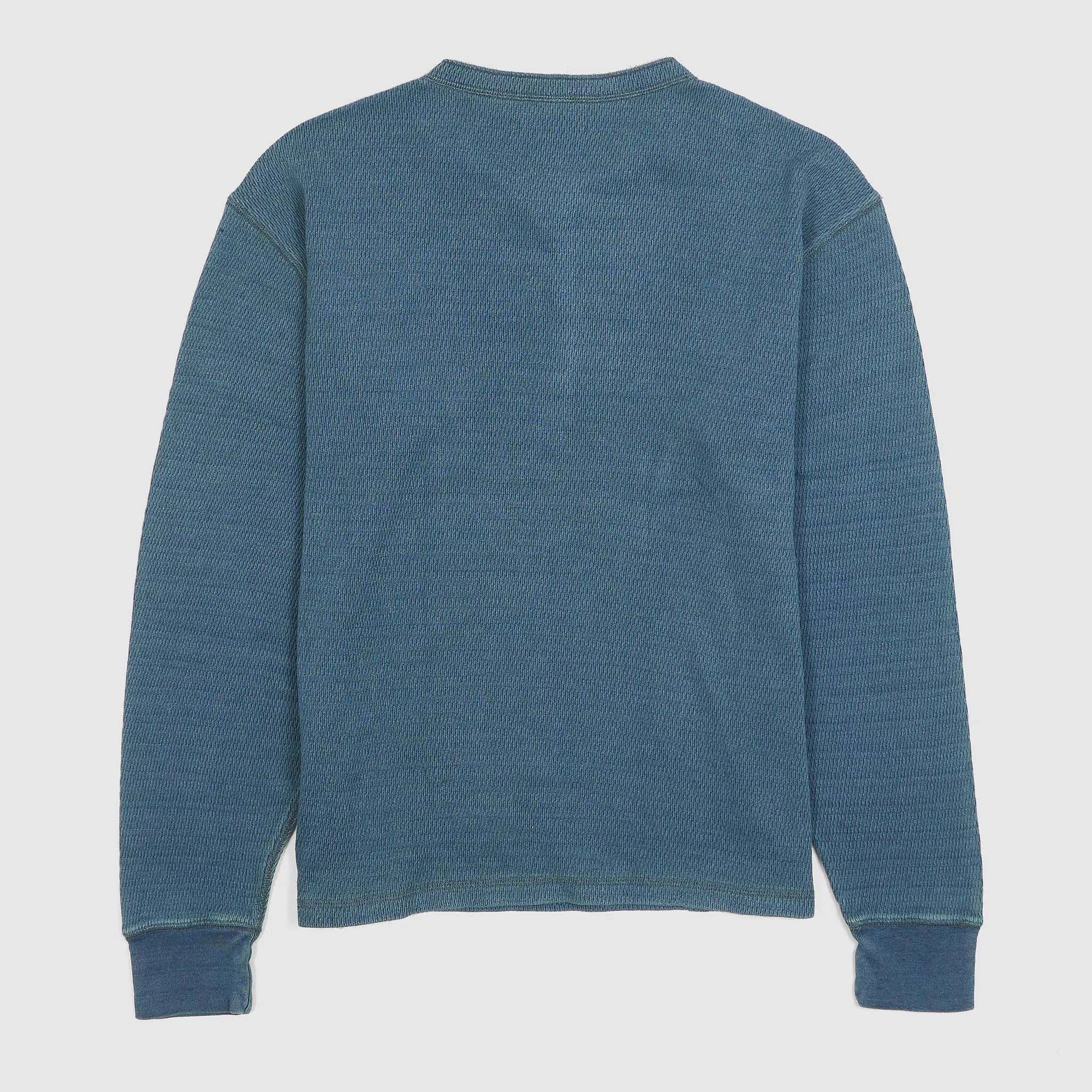 Double RL Long Sleeve Jacquard-Knit Indigo Dyed Henley Shirt