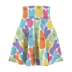 Easter Colorful Peeps Bunny Womens Skater Skirt - Saiko Studio
