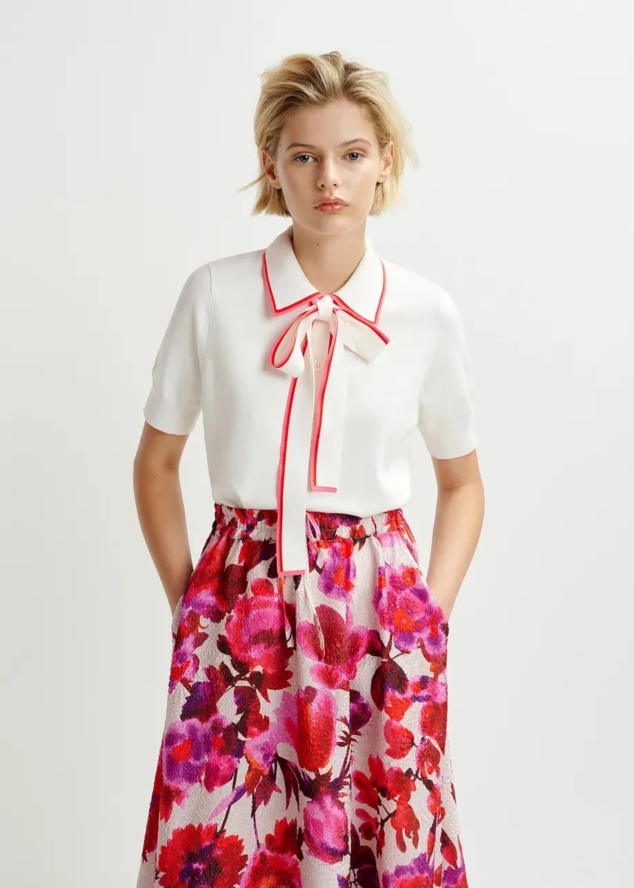 Essentiel Antwerp Hight Polo With Bow in Off-White