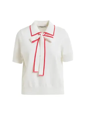 Essentiel Antwerp Hight Polo With Bow in Off-White