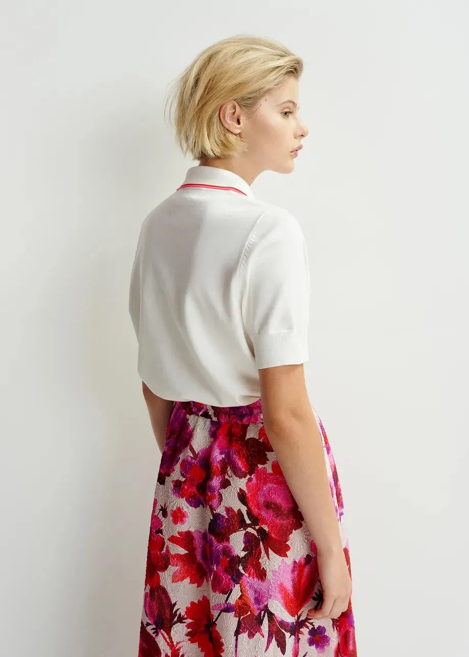 Essentiel Antwerp Hight Polo With Bow in Off-White