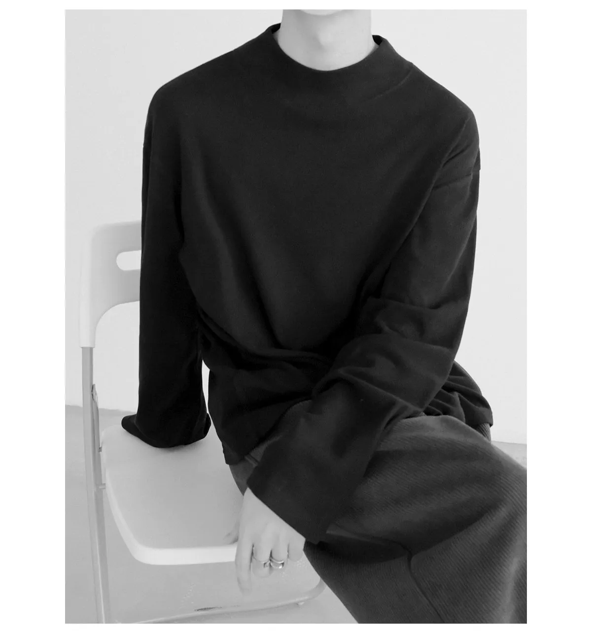 Flannel Half-High Collar Pullover