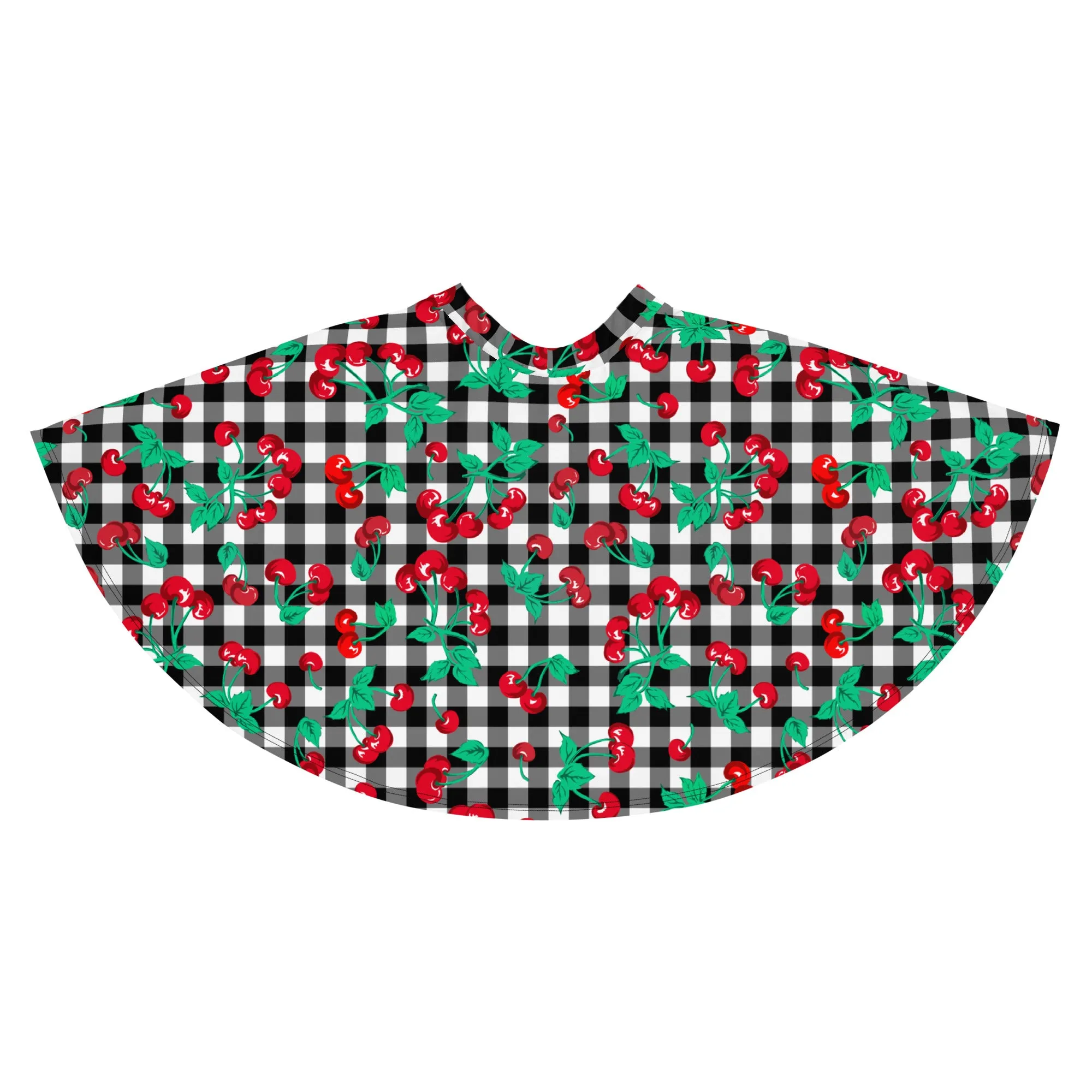 Frenchie Beach Coverup Swim Skater Skirt in Black Gingham Cherry Girl | Pinup Couture Swim