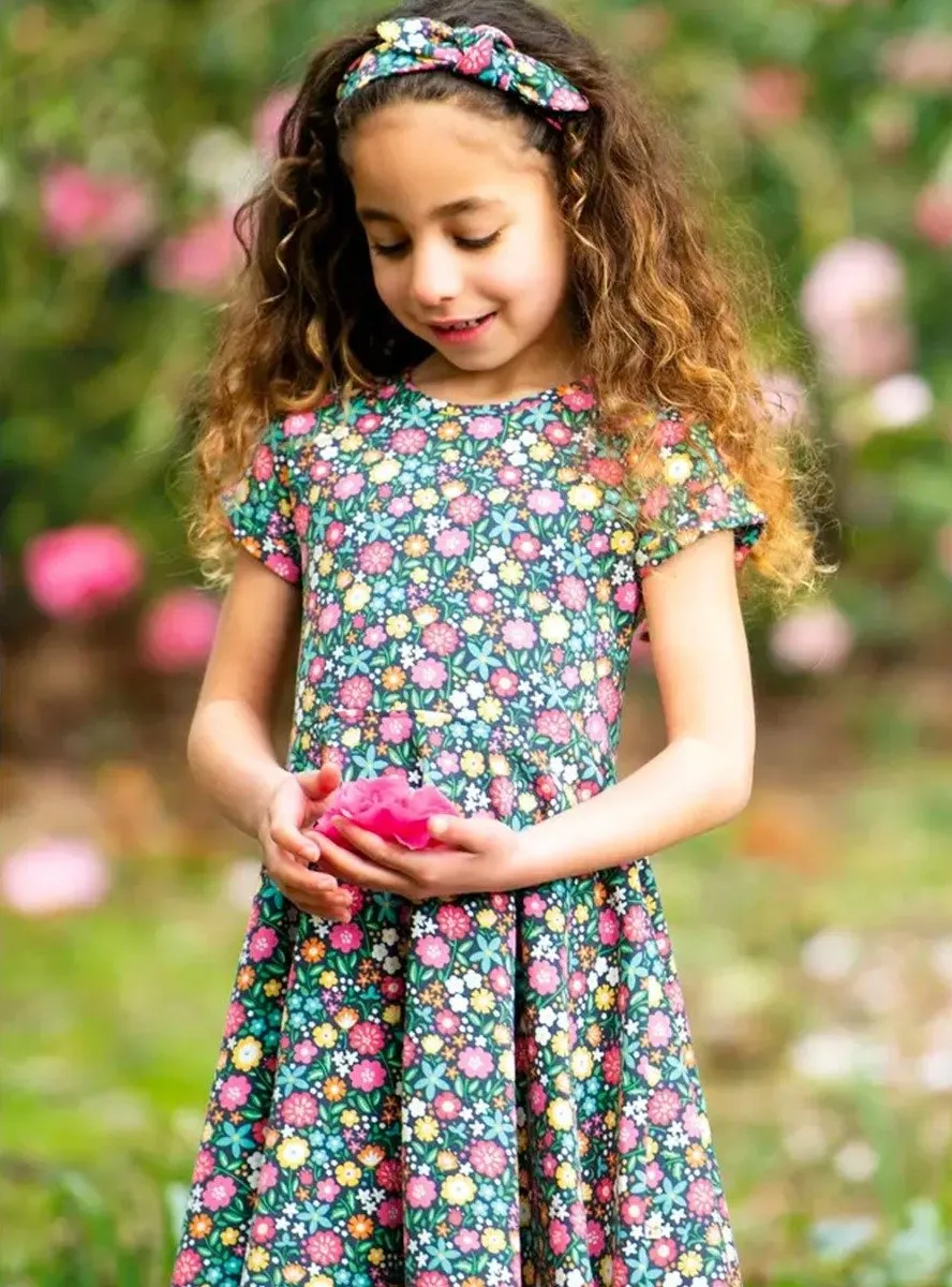 Frugi Spring Skater Dress - Indigo Kernow Floral