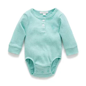 Gerippter Henley Langarm Body GOTS Bio-Baumwolle