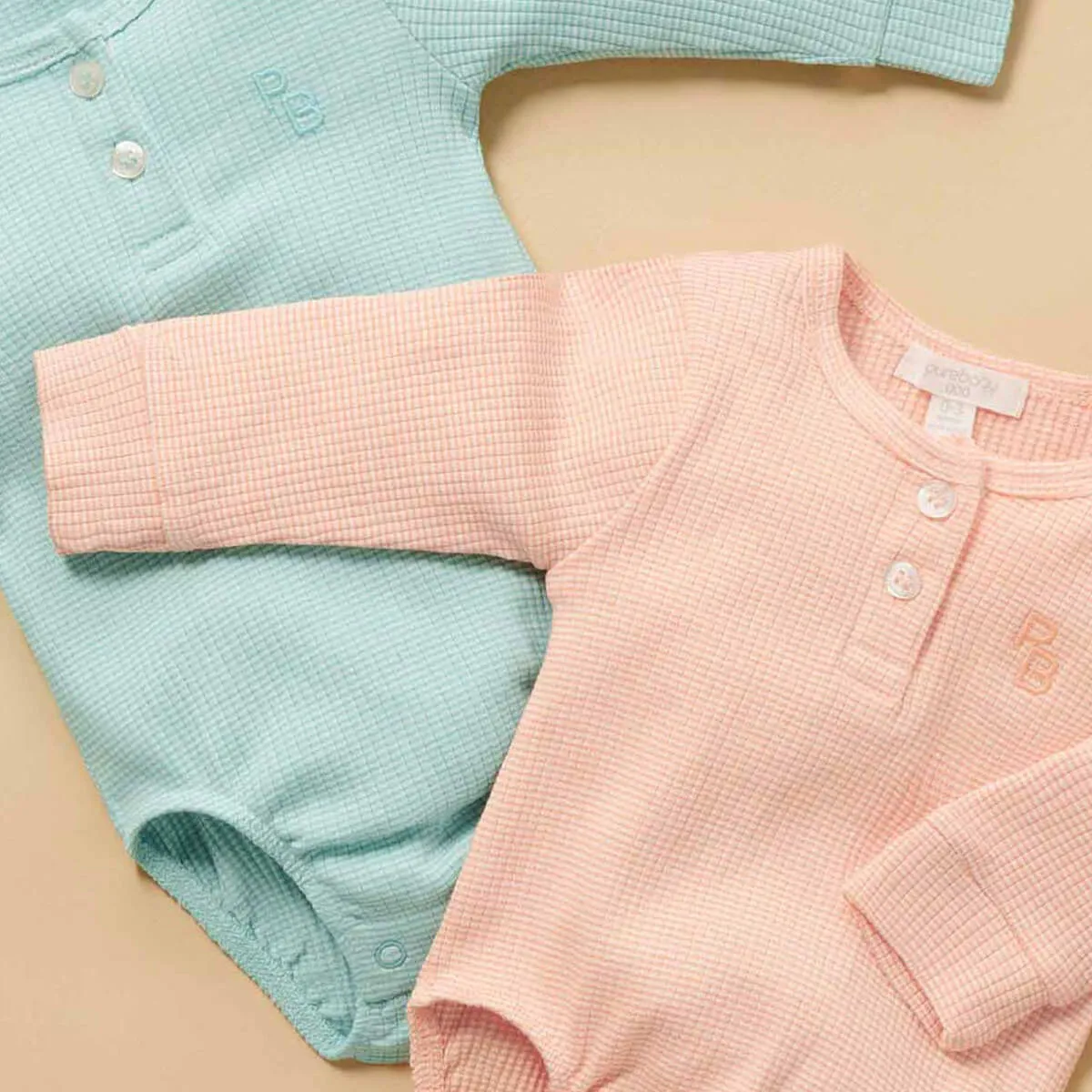 Gerippter Henley Langarm Body GOTS Bio-Baumwolle