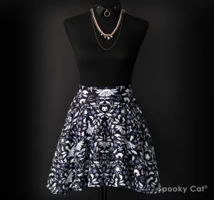 Ghost Cat Damask Skater Skirt