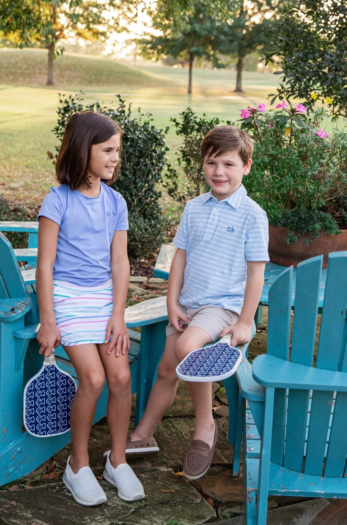 Girls' Carolina Catch Skort in Fuchsia Pink Multicolor Stripe