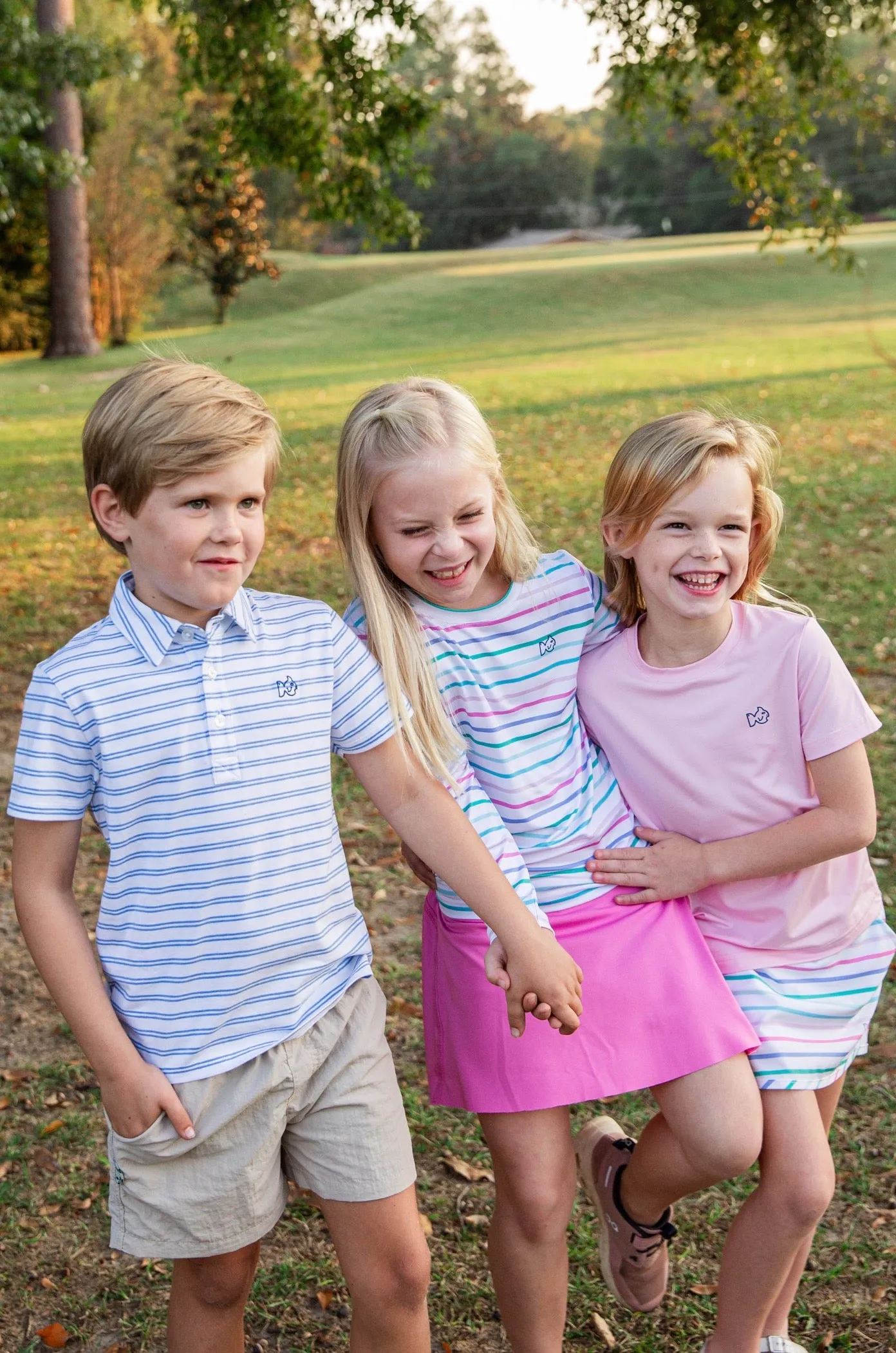 Girls' Carolina Catch Skort in Fuchsia Pink Multicolor Stripe
