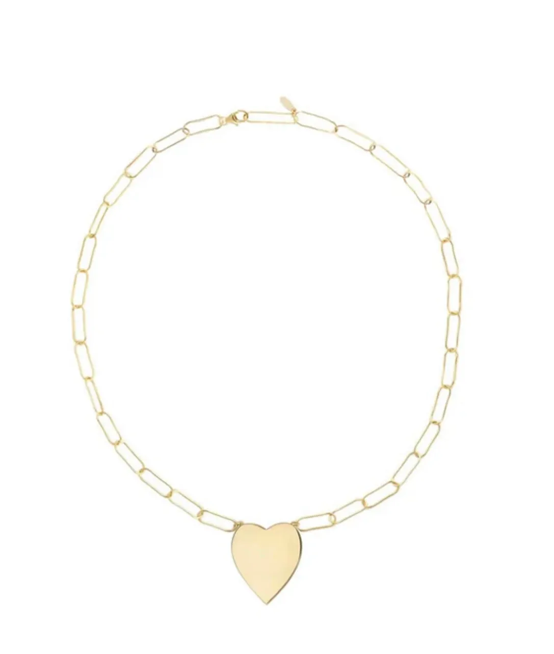 Gold heart on paperclip necklace