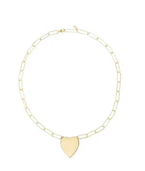 Gold heart on paperclip necklace