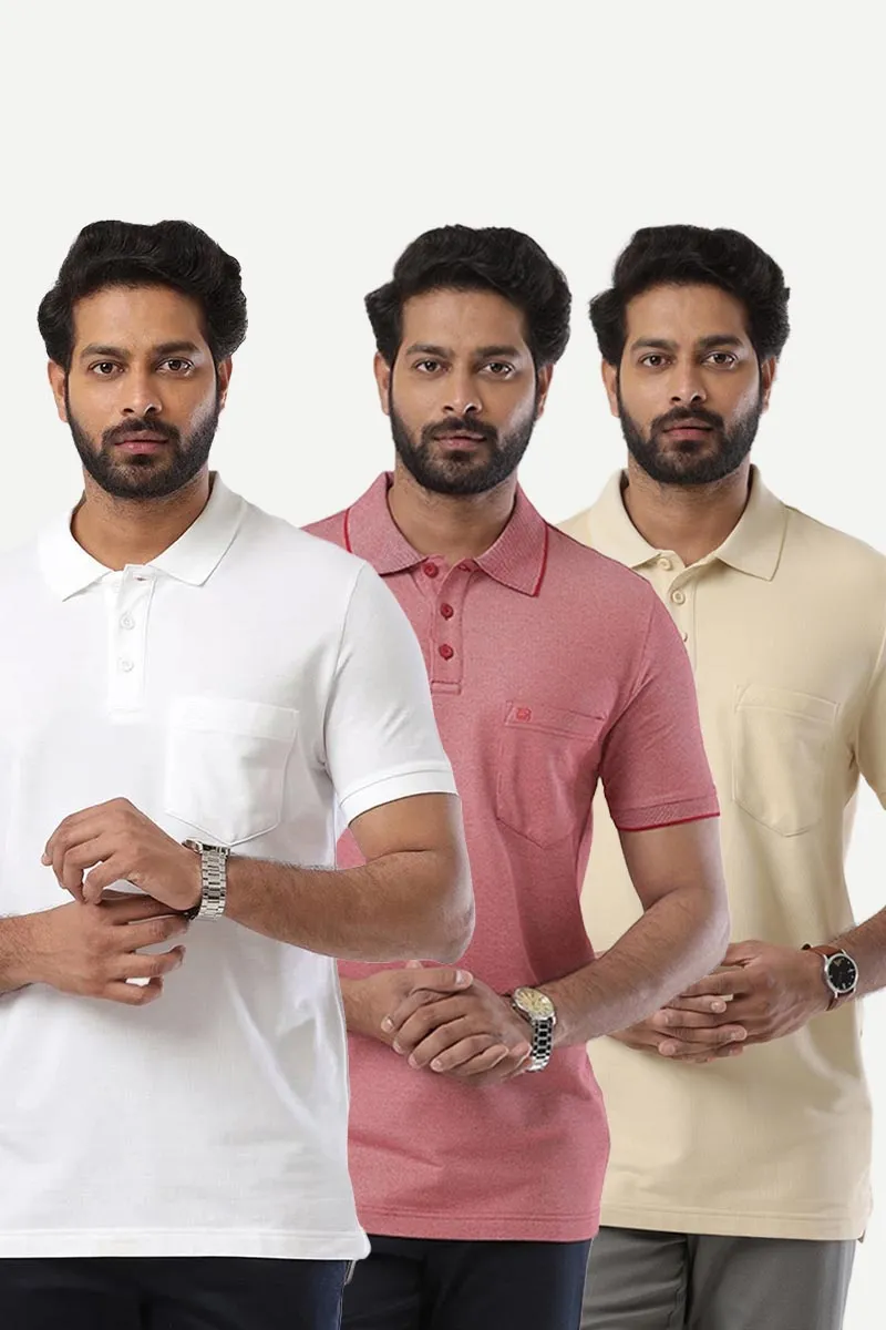 Golf Polo - Collar T-Shirts Pack Of 3 Combo For Men | Ariser