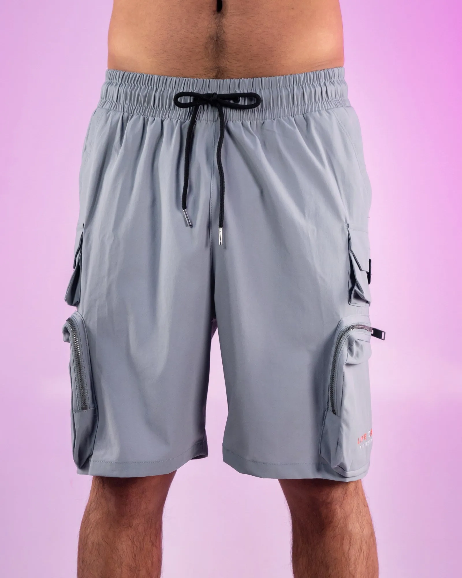 Gray Nylon 7 Inch Inseam Shorts