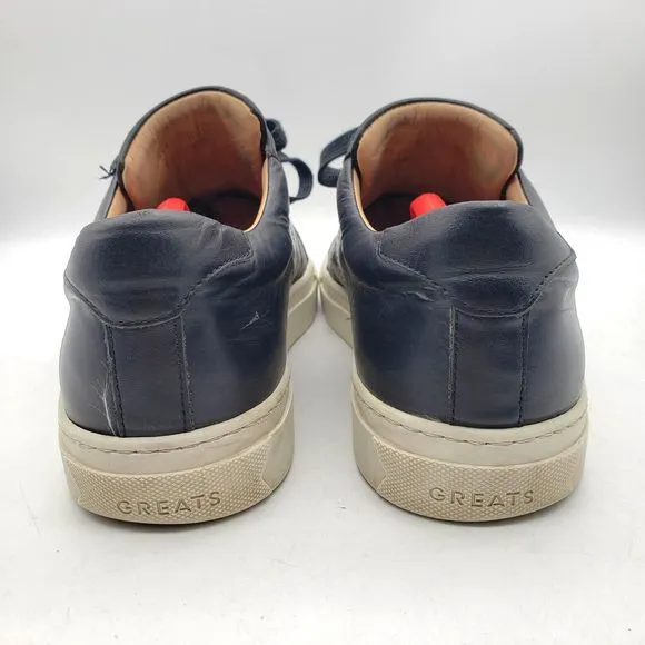 GREATS Brooklyn The Royale Men's Size 10.5 Lace Black Leather Low Top Sneakers