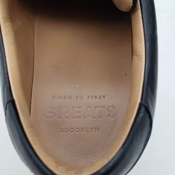 GREATS Brooklyn The Royale Men's Size 10.5 Lace Black Leather Low Top Sneakers