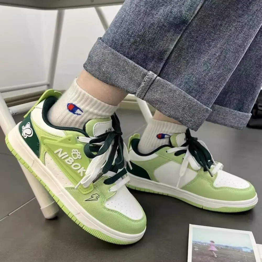 Green Cartoon Pattern Casual Sneakers