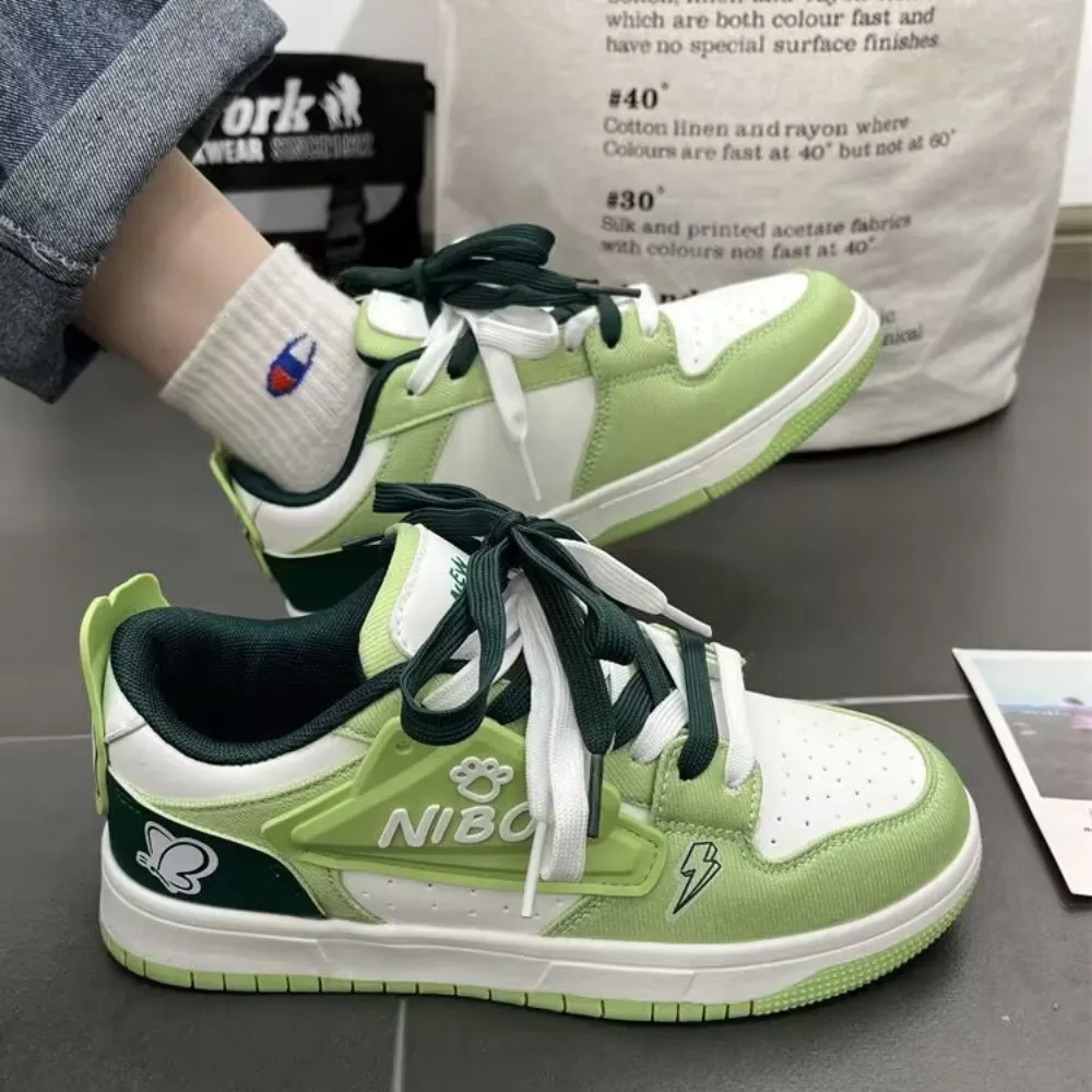 Green Cartoon Pattern Casual Sneakers