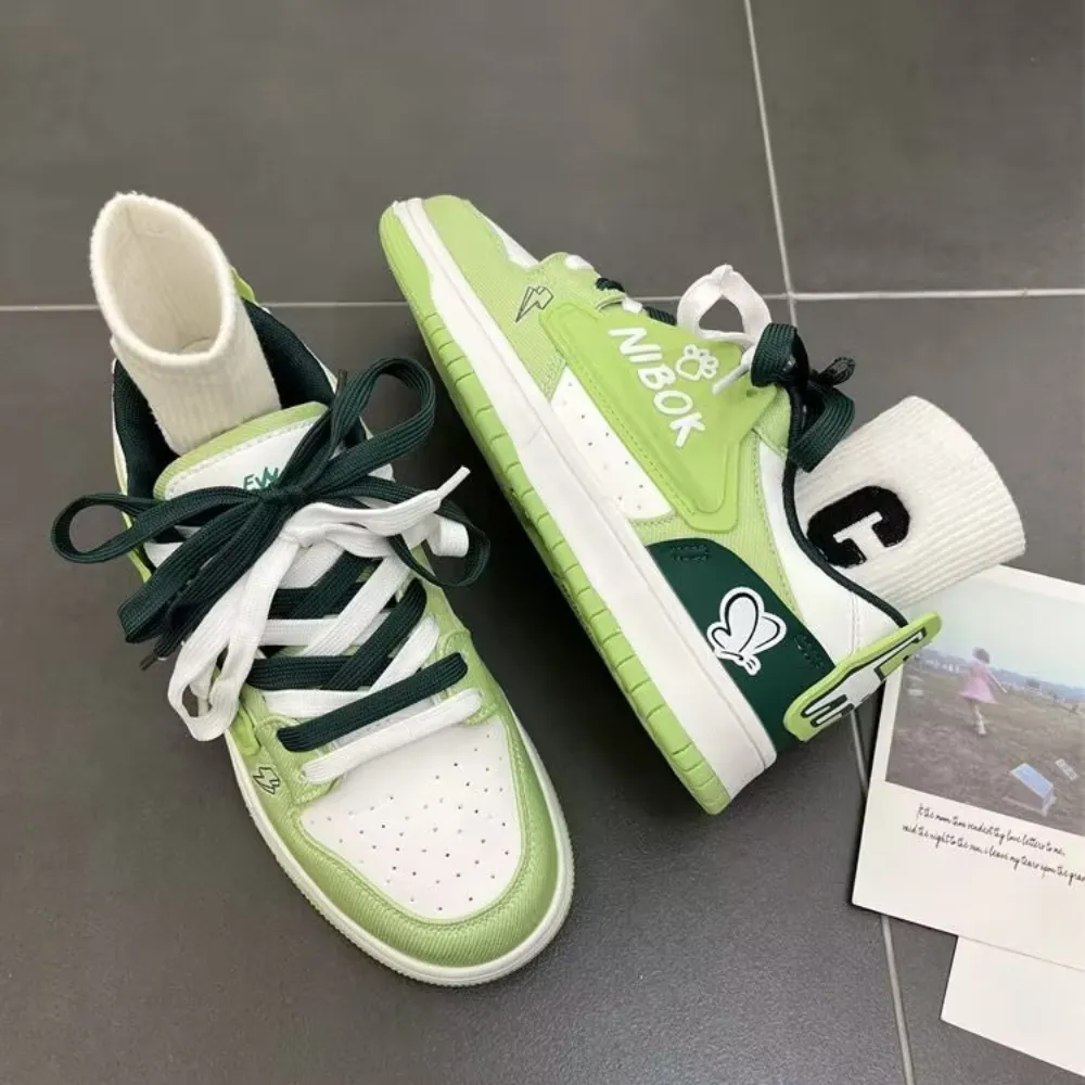 Green Cartoon Pattern Casual Sneakers