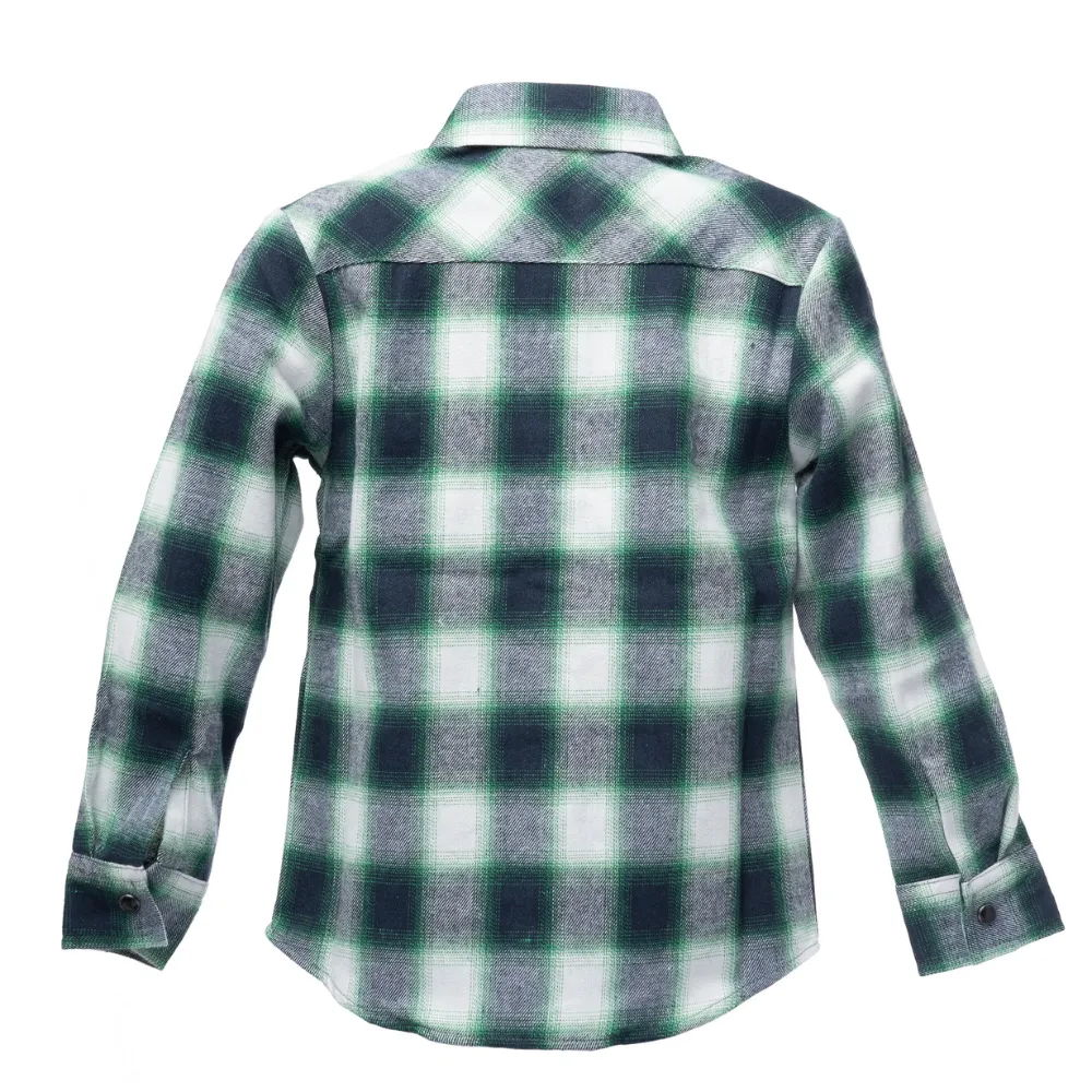 Green Flannel Knuckleheads Long Sleeve Plaid Rockabilly Shirt