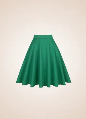 Green Retro Solid Color Skirt