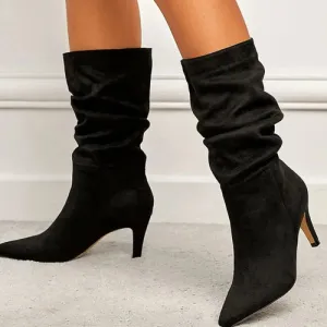 'Halia' Suede Pull Up Stiletto Boots