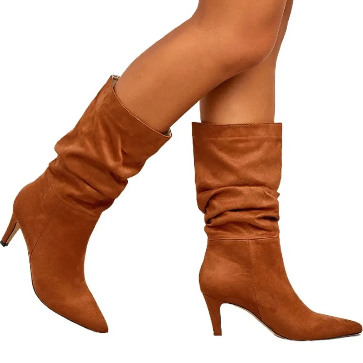 'Halia' Suede Pull Up Stiletto Boots