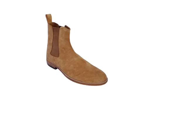 Handmade Beige Suede Chelsea Boots for Men