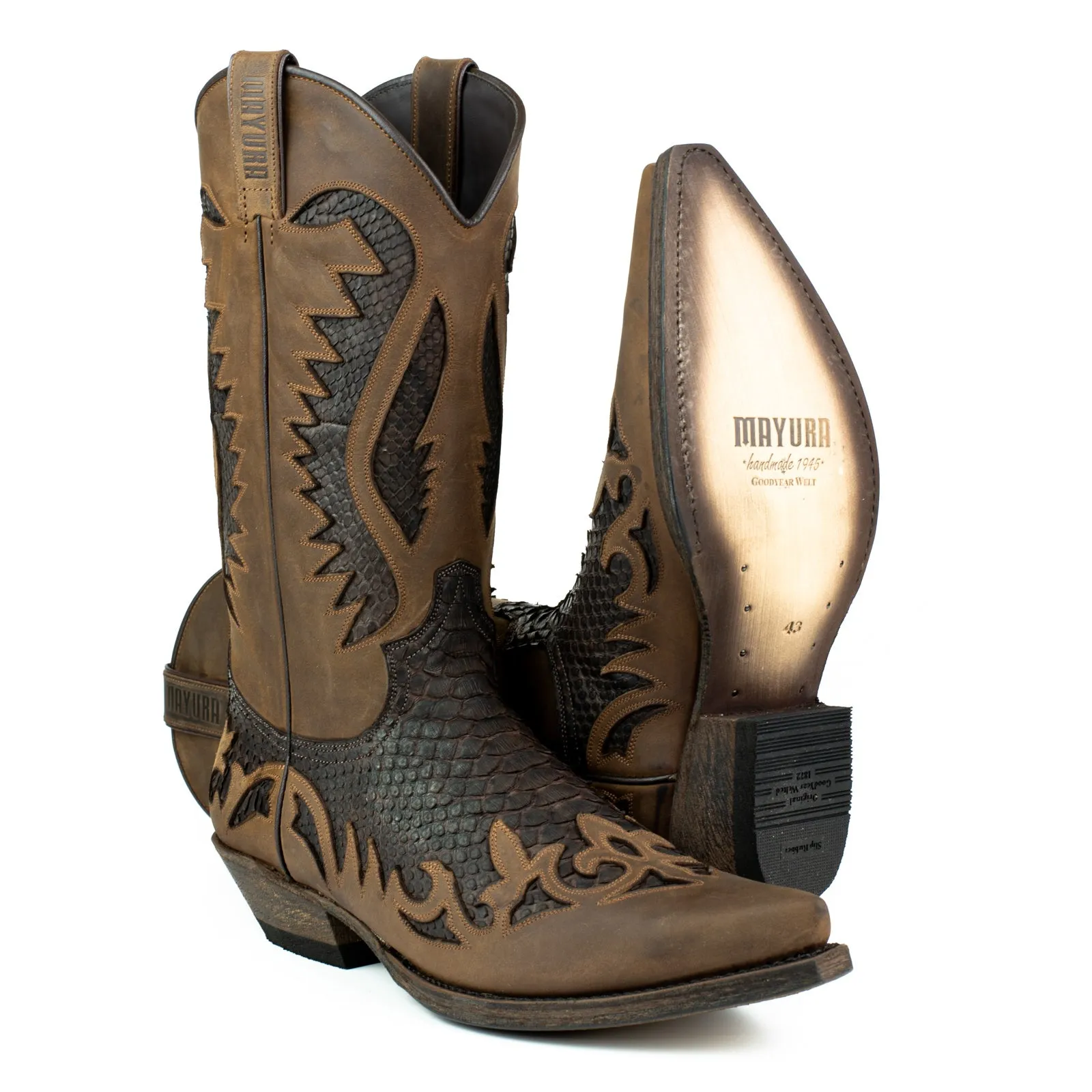 Handmade Men's Cowboy Country Western Boots Dark Brown Oiled Leather 2567