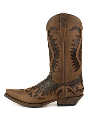 Handmade Men's Cowboy Country Western Boots Dark Brown Oiled Leather 2567