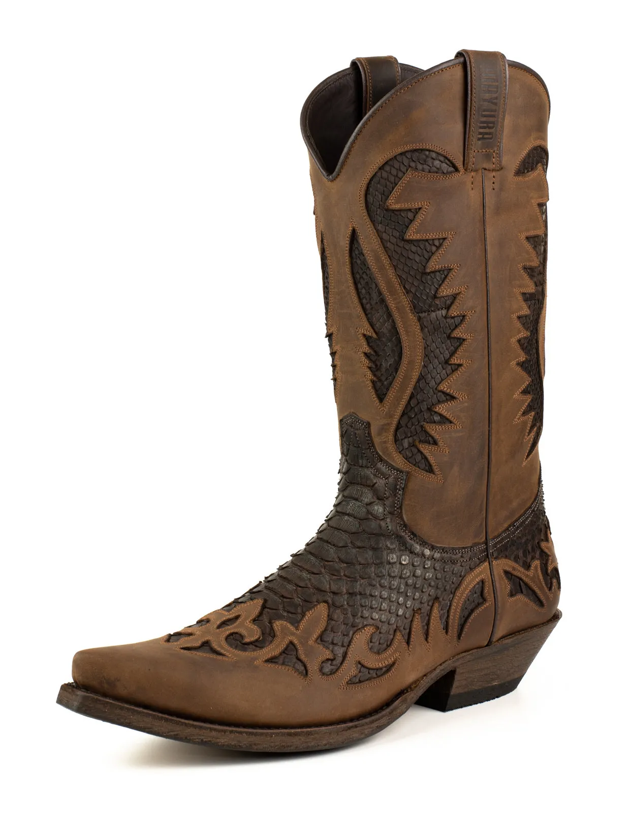 Handmade Men's Cowboy Country Western Boots Dark Brown Oiled Leather 2567