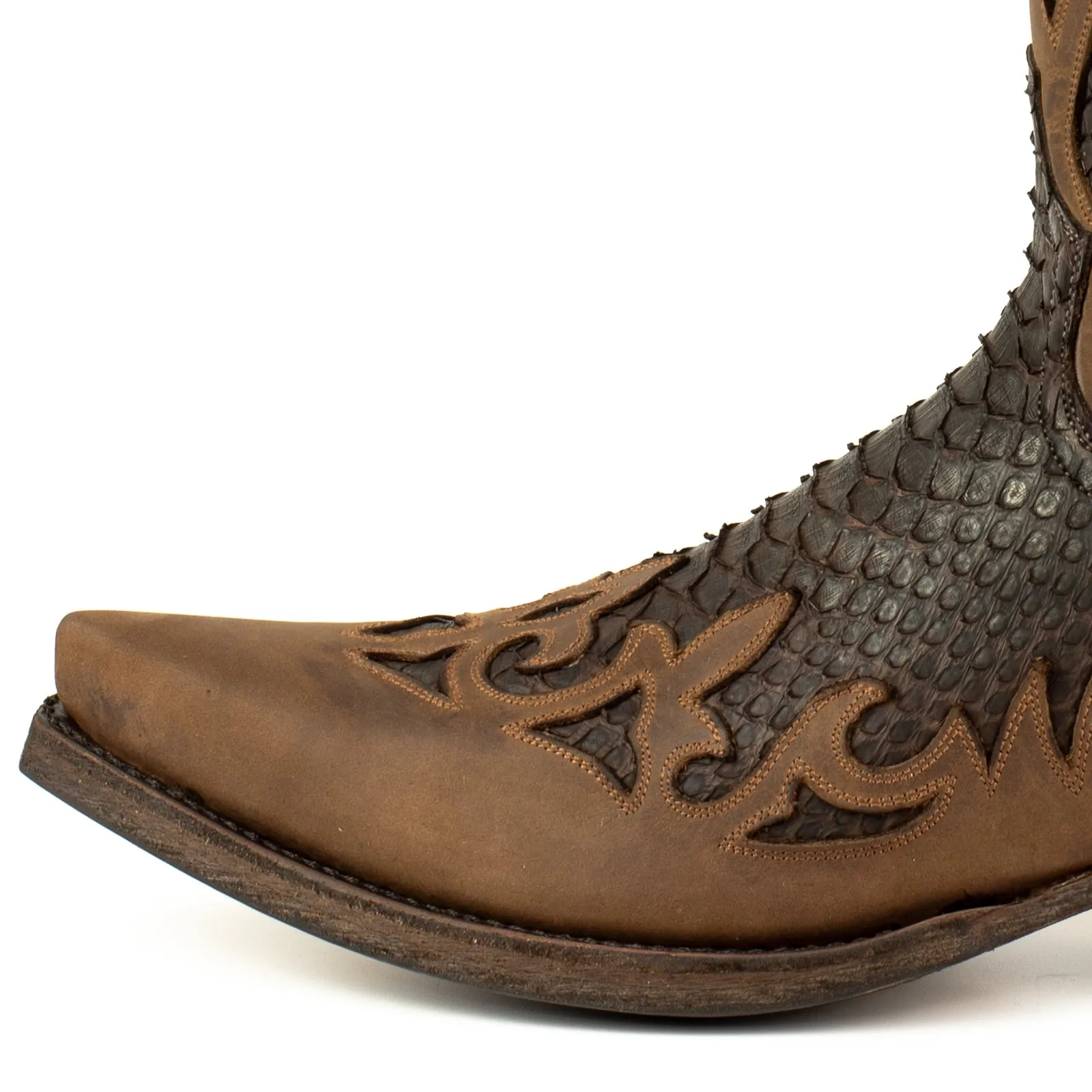 Handmade Men's Cowboy Country Western Boots Dark Brown Oiled Leather 2567