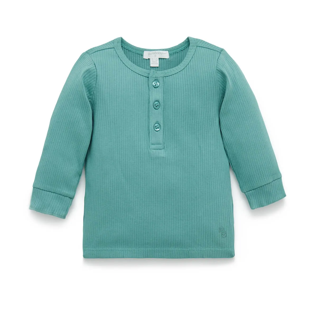 Henley Geripptes Langarm Shirt GOTS Bio-Baumwolle