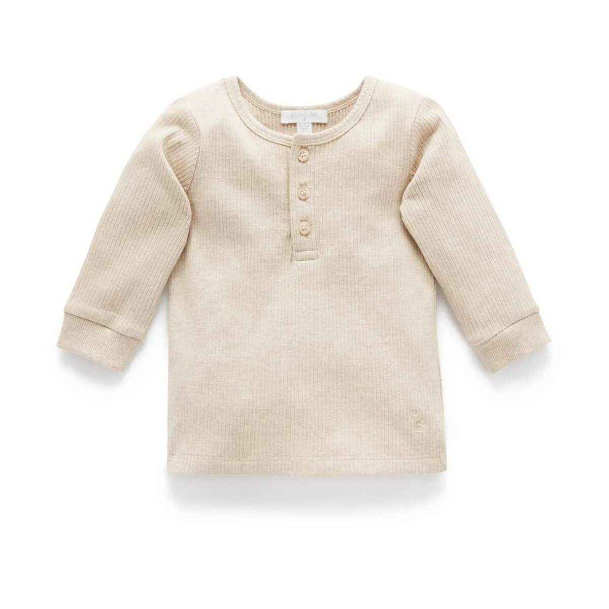 Henley Geripptes Langarm Shirt GOTS Bio-Baumwolle