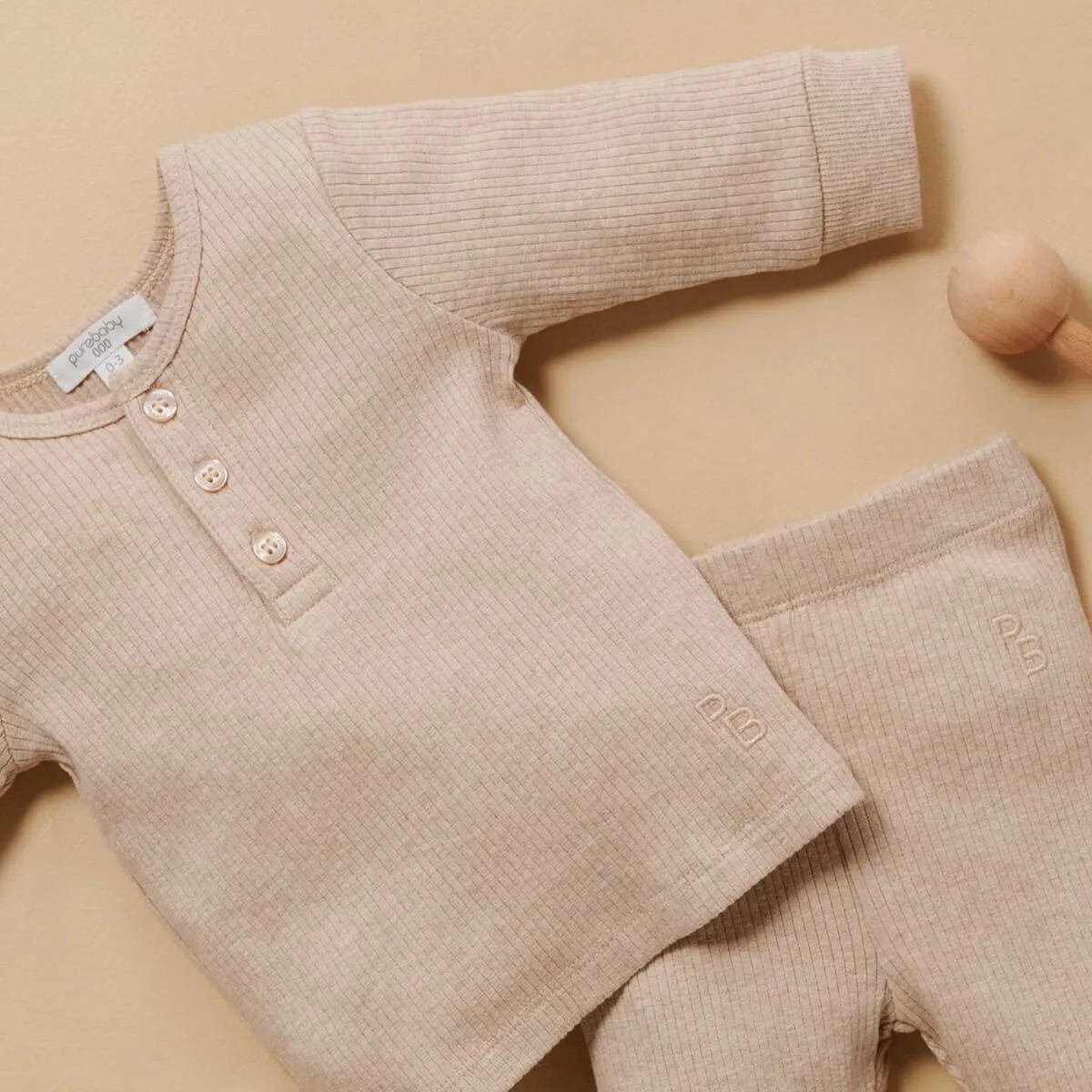 Henley Geripptes Langarm Shirt GOTS Bio-Baumwolle