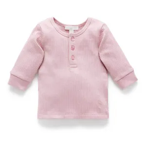 Henley Geripptes Langarm Shirt GOTS Bio-Baumwolle