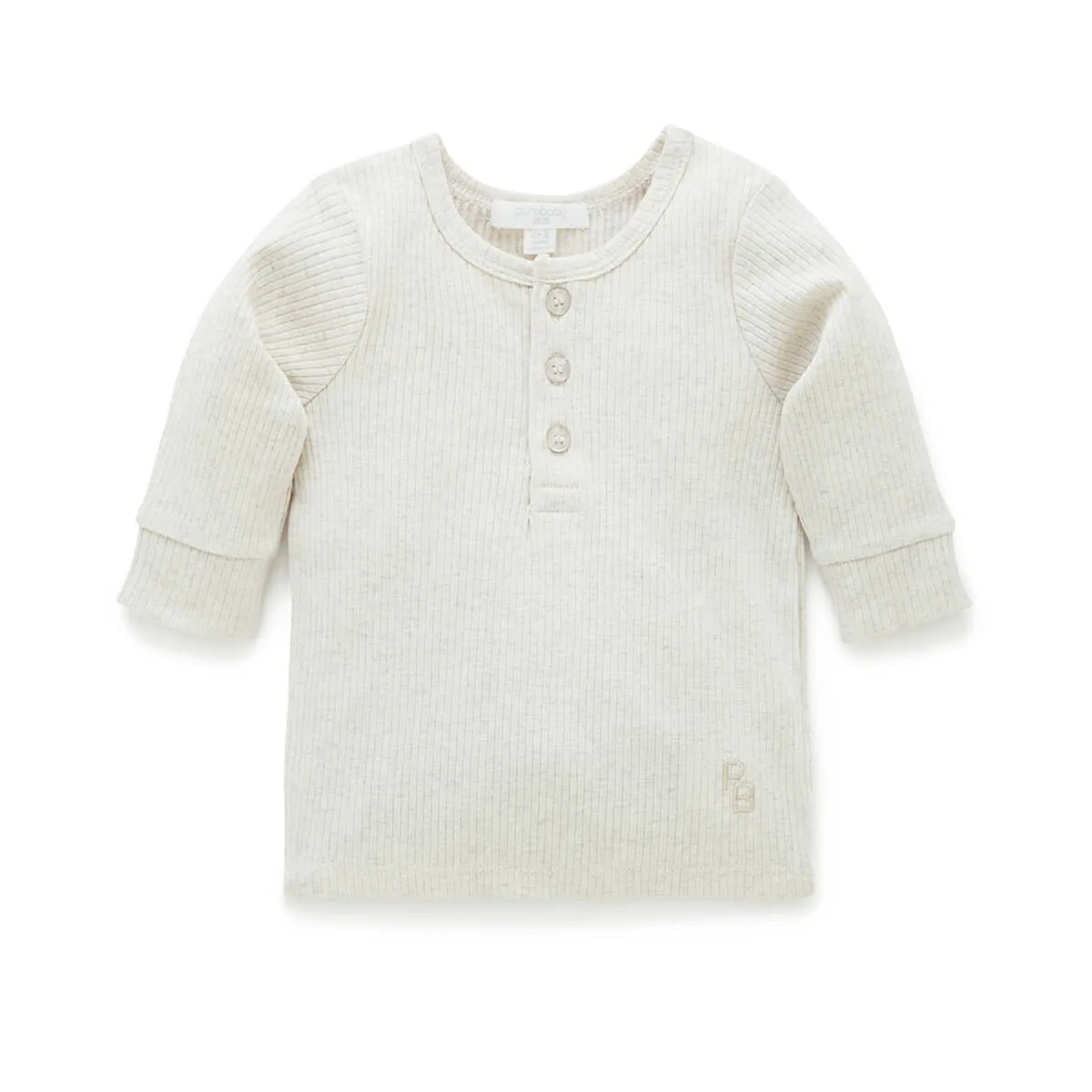 Henley Geripptes Langarm Shirt GOTS Bio-Baumwolle