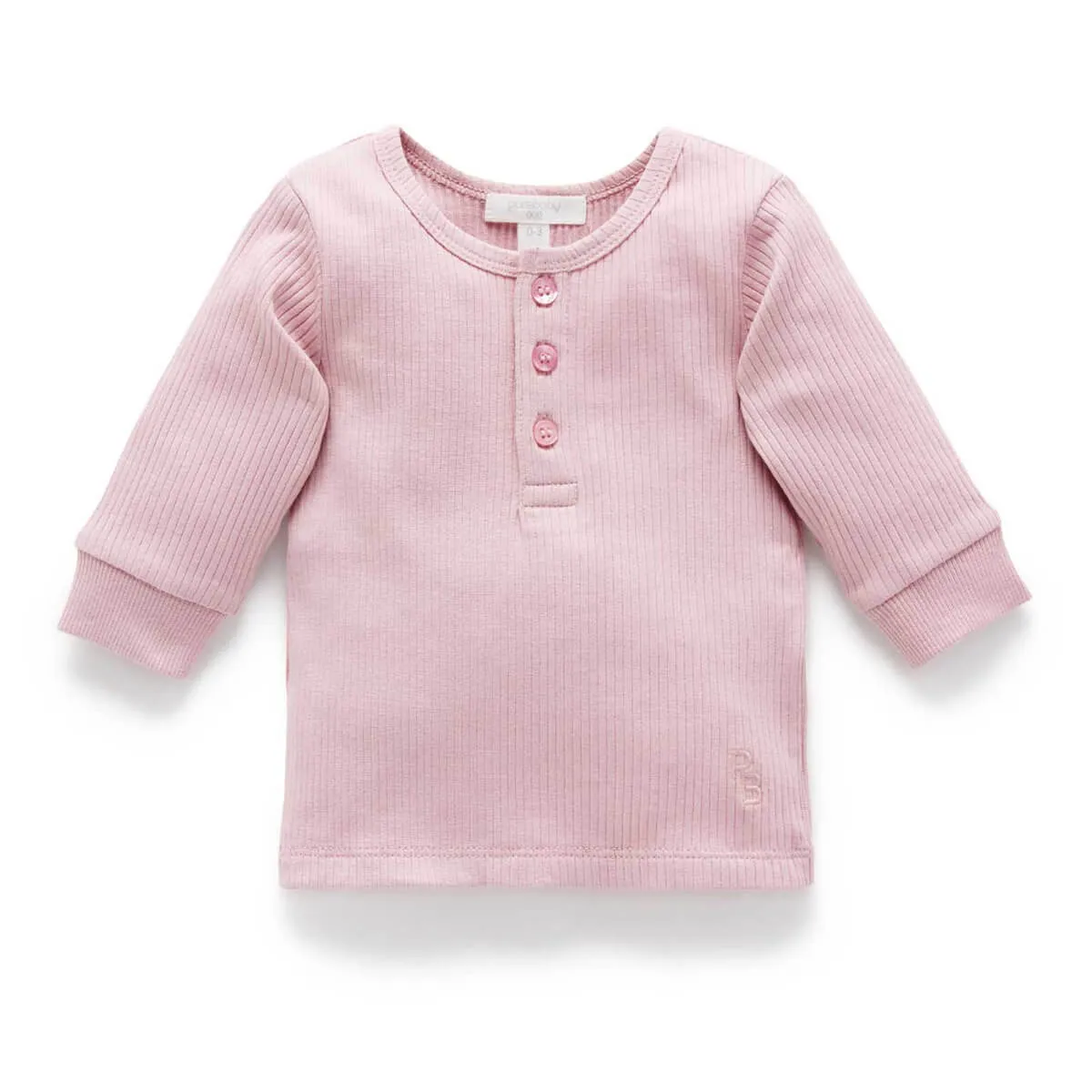 Henley Geripptes Langarm Shirt GOTS Bio-Baumwolle
