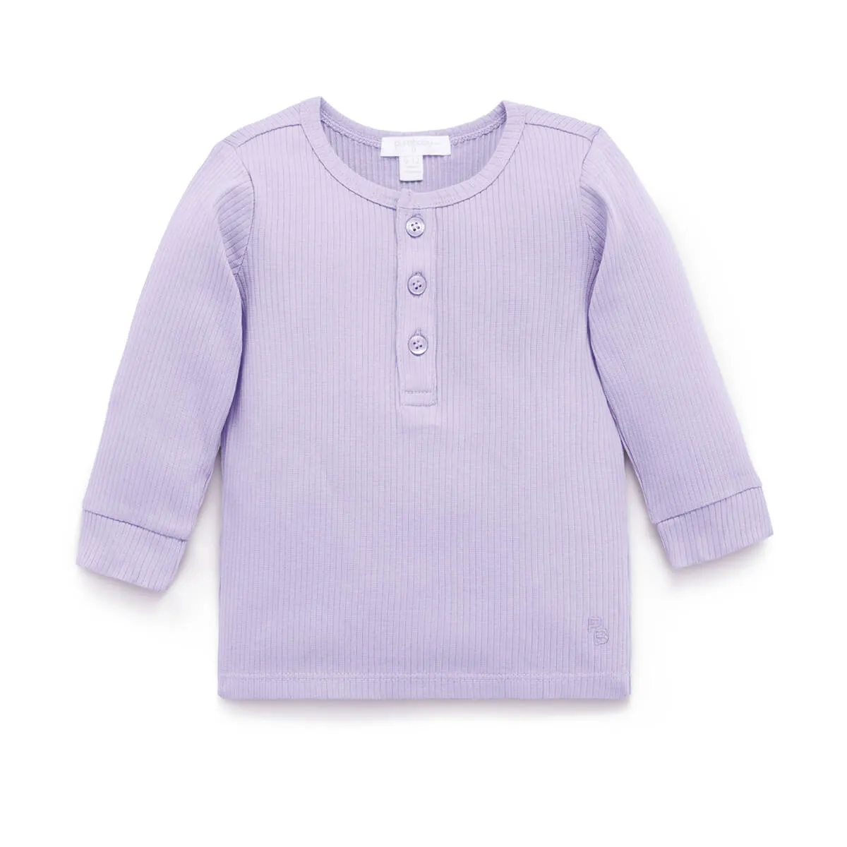 Henley Geripptes Langarm Shirt GOTS Bio-Baumwolle